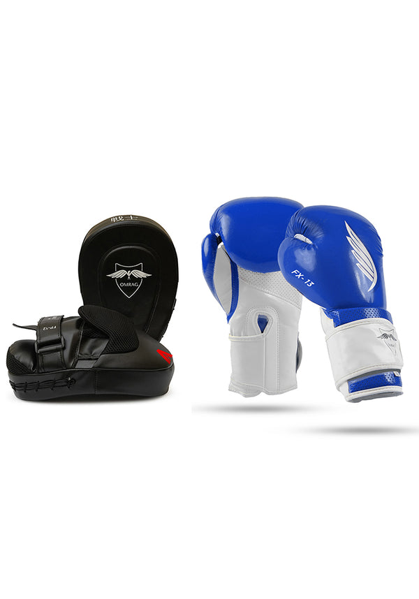 OMRAG - Black Focus Mittons Training Pads & Boxing Gloves Blue - Flex Edition