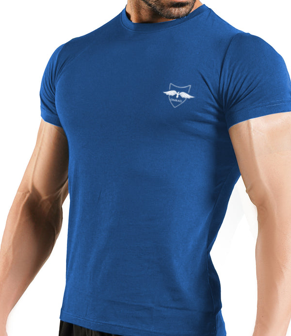 OMRAG - Round Neck Plain Half Sleeve Tee Shirt - Blue Plain