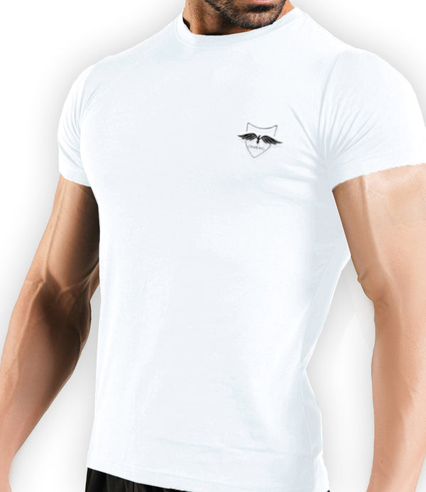 OMRAG - Round Neck Plain Half Sleeve Tee Shirt - White Plain