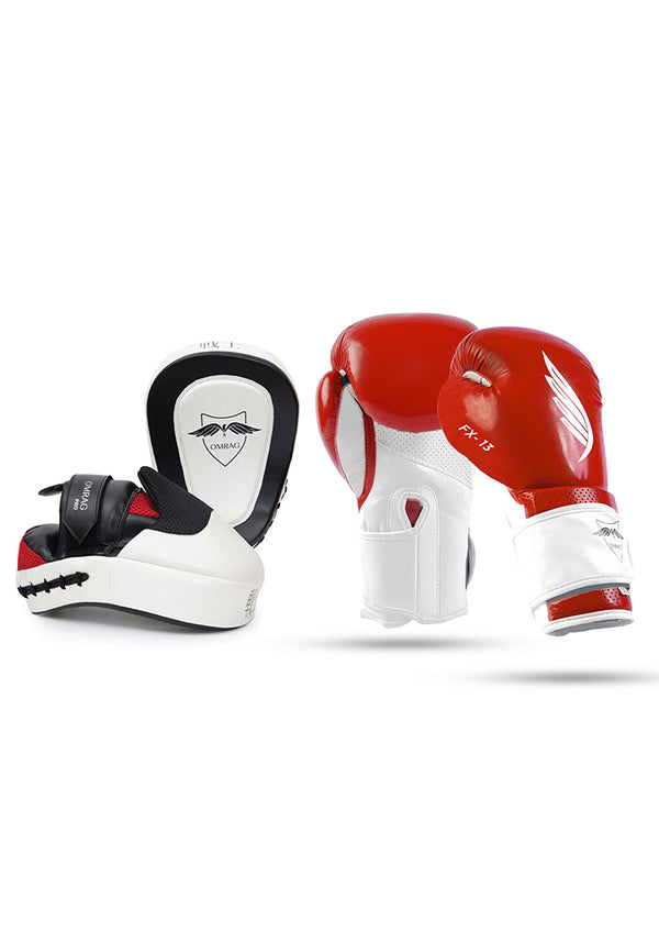 OMRAG - Focus Mittons Training Pads & Boxing Gloves Red - ٖFlex Edition
