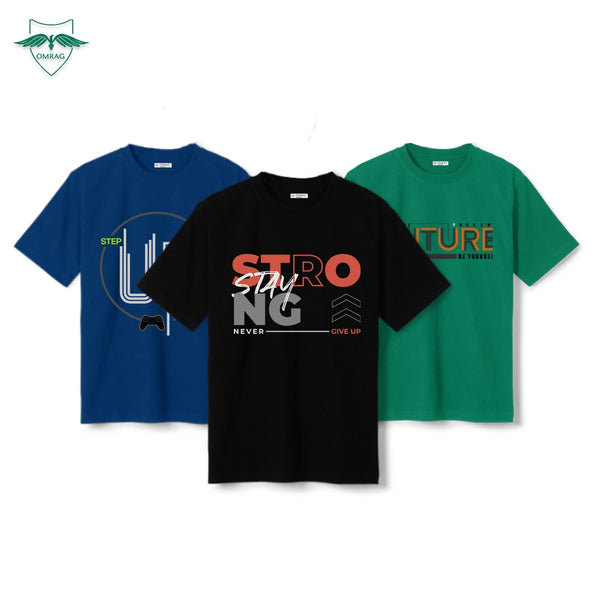 OMRAG - [Pack Of 3] - Round Neck T-Shirts