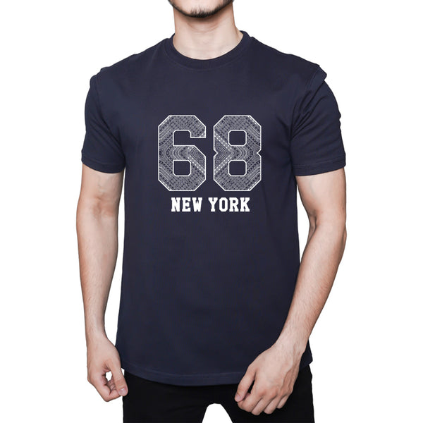 OMRAG - Half Sleeve Tee Shirt - Blue 68 New York Design
